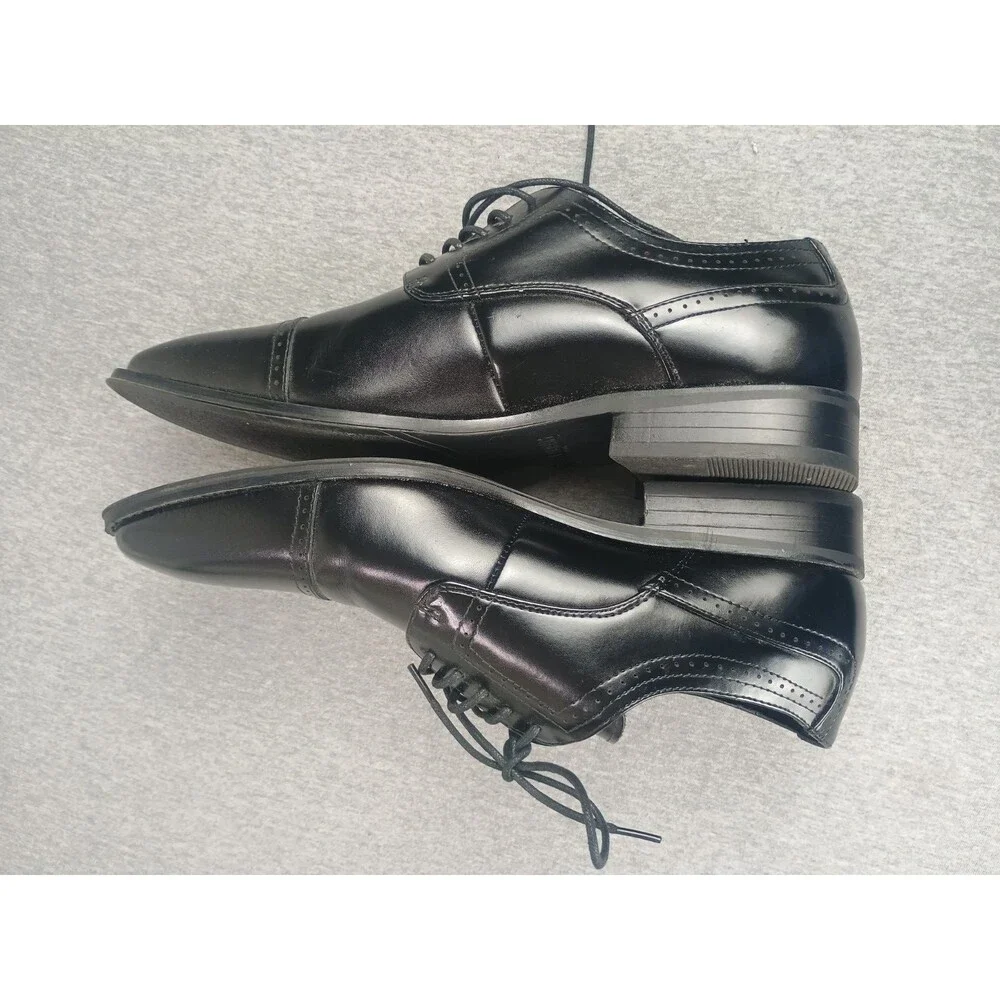 Stacy Adams Men Size 10.5W Black Leather Kenway Cap Toe OxfordLace Up Dress Shoe